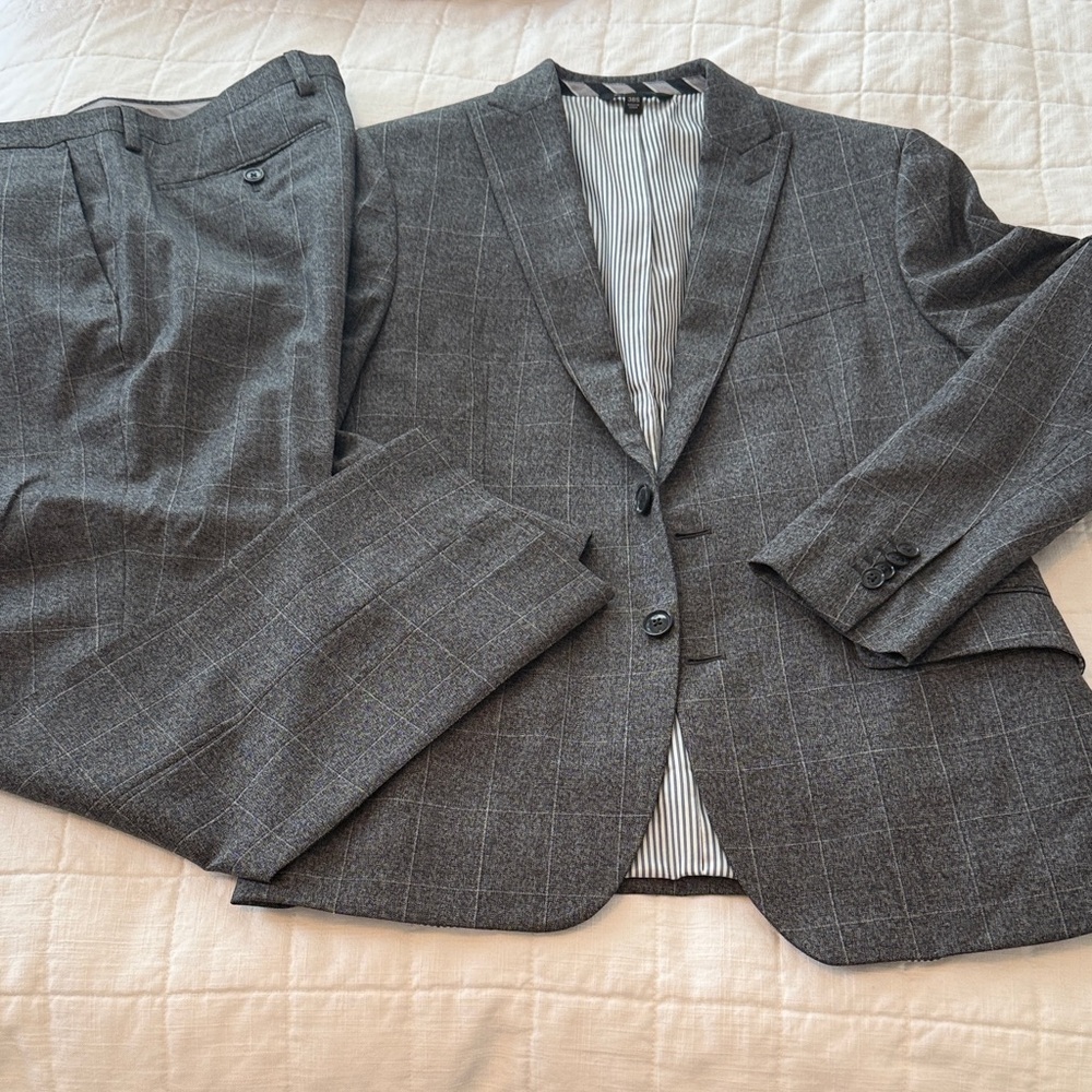 Banana Republic Charcoal Plaid Suit jacket and matching slacks